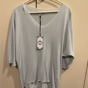 Tempo Paris Soft Blue V-Neck Blouse